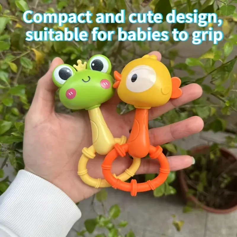 Cute Frog Design Hand Rattle Sensory Toy, Baby Teething Toy, Baby Sound Toy, Educational Toy for Newborn Baby, Hand Eye Coordination Toy 4