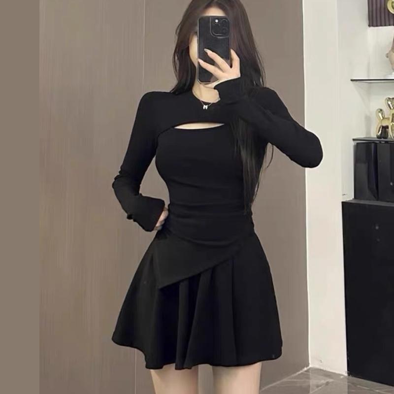 Áo thun kiểu nữ (KHÔNG KÈM CHÂN VÁY) chất thun thiết kế khoét ngực dài tay vạt nhọn xéo A45 dúm lệch 1 bên eo Top Women Shirt Nhung Voi