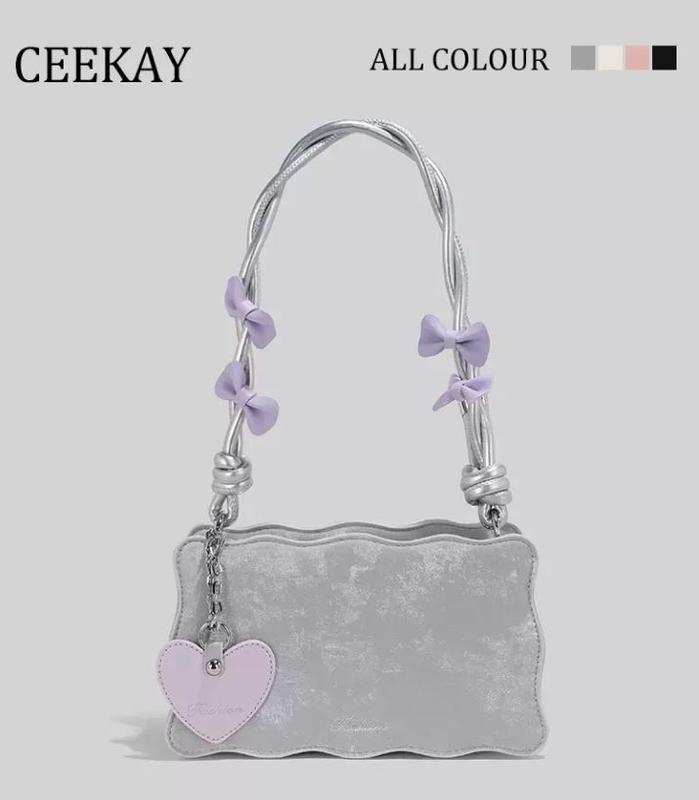 Túi Xách Nữ CEEKAY Chính Hãng Trơn Quai Đan Chéo Gắn Nơ Khóa Kéo Móc Trang Trí Hàng Quảng Châu