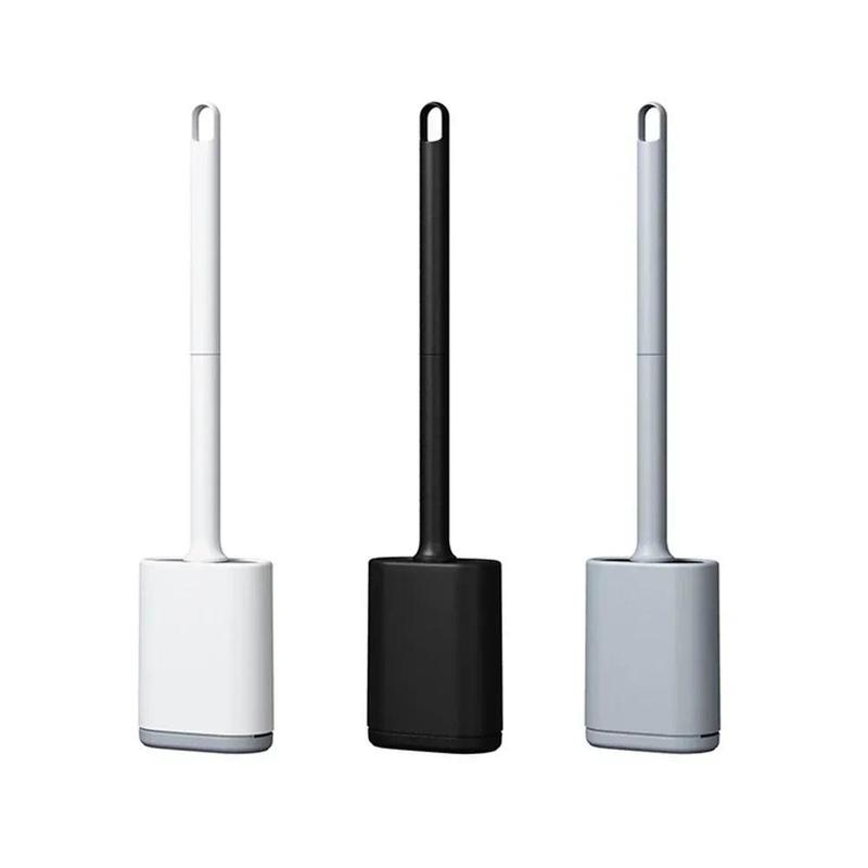 Silicone TPR Toilet Brush and Holder Flat Head Soft Bristles Bathroom Cleaning Brushes Household Silicone Bristles for ToiletS 3