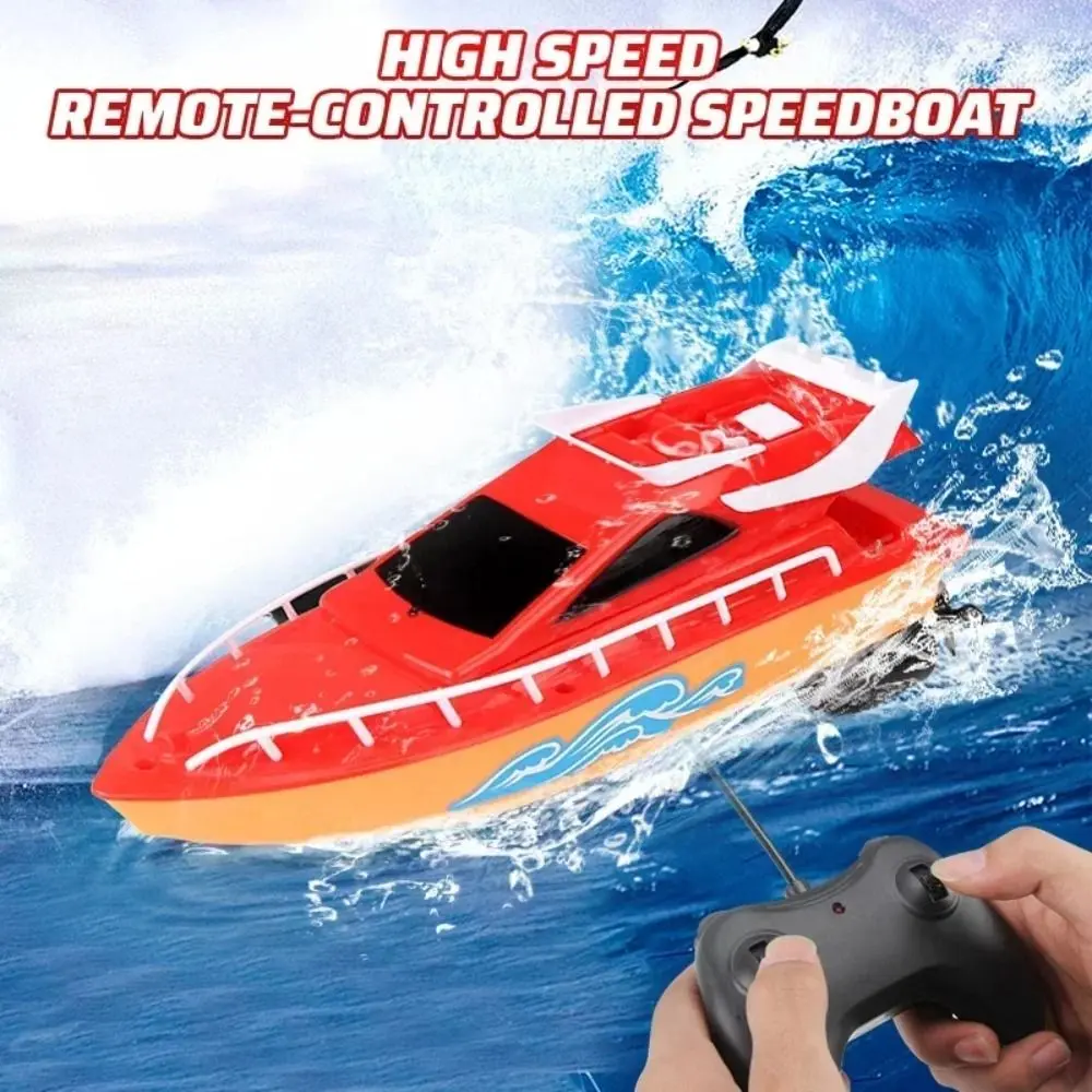 Birthday Gift High Speed Remote Control Speedboat Water Play Waterproof Electronic Boat Plsatic Strong Power RC Boat Children Gifts