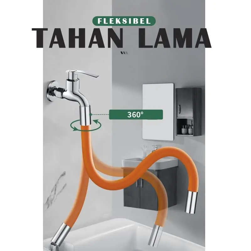 (VCM) keran Tabung ekstensi Sambungan Kepala Keran Air Wastafel Flexible Bisa Berputar 720 Derajat untuk Dapur/ Kamar Mandi Selang