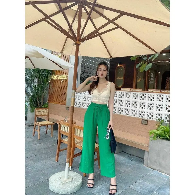 Quần Đũi Tơ Xước Quần Rộng Ống Xuông Quần Cạp Chun Size 40-73kg mặc mùa hè mát lạnh Nữ Women Pants Ong 3