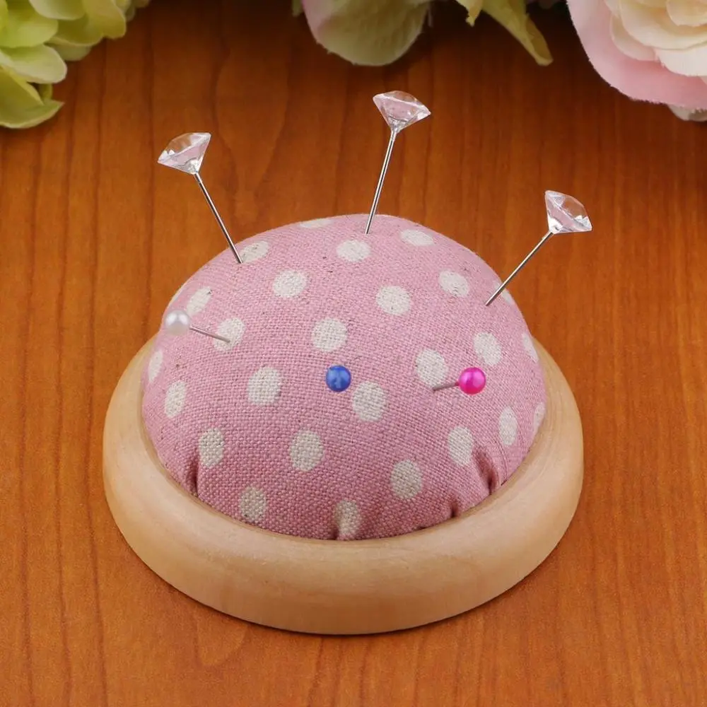 Cute Hemisphere Shape Pin Cushion with Wooden Base