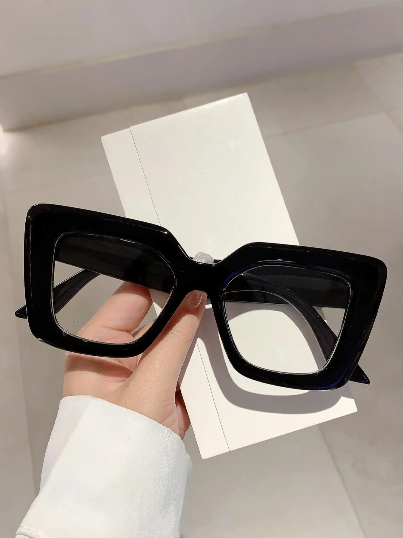Unisex Simple Style Plain Color Large Frame Eyeglasses, Trendy Casual Eyeglasses for Everyday Use, Fashion Accessories for Outdoor Activities
