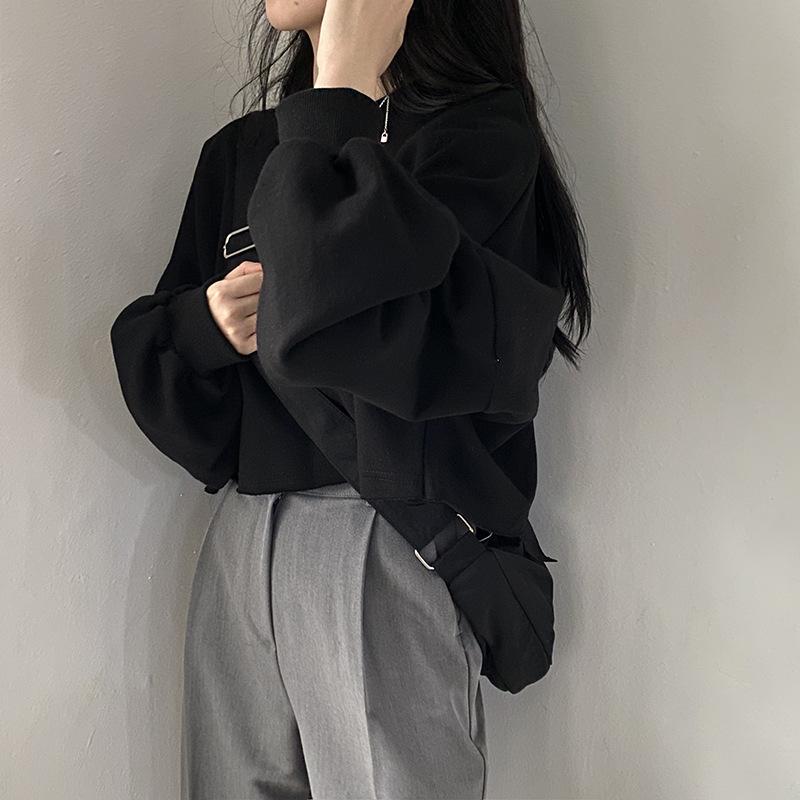 Product Introduction of Short Sweater Women's Autumn Korean Solid Color New Loose-Fitting Cropped round Neck Women's Foreign Trade Top Women's Fashion Wholesale 12