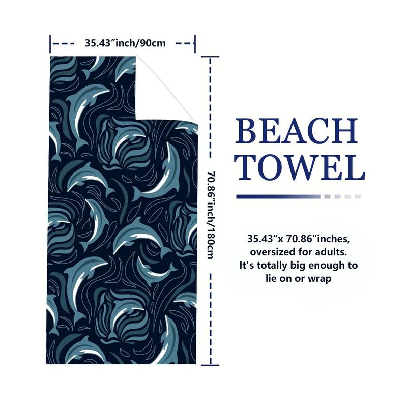 Abstract Wave Pattern Beach Towel, Portable Foldable Large Bath Towel, Multifunctional Towel for Beach Vacation Outdoor Picnic 2