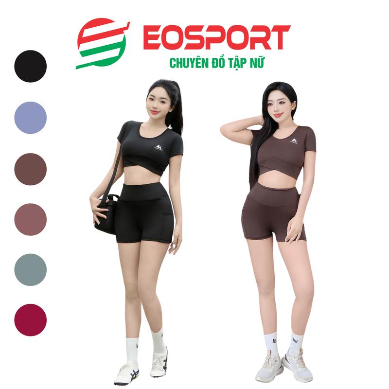 Bộ Đùi Tập Gym Yoga Nữ Áo Croptop Cạp Chéo Kèm Mút Quần Đùi Có Túi Nâng Mông- Ng01 Sport Chạy Bộ Tập Thể Dục