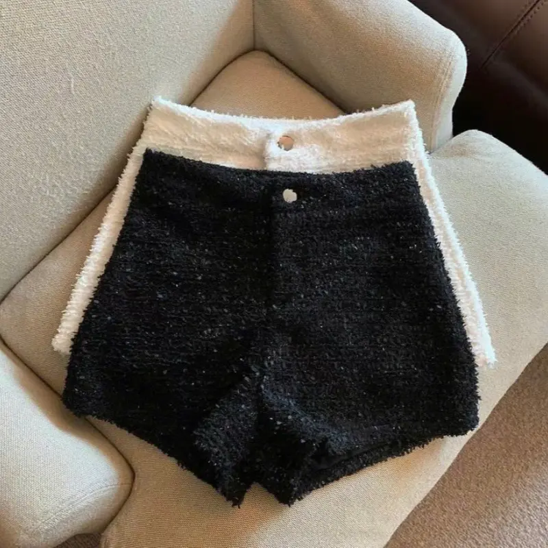 [ HÀNG 3 LỚP ] Quần short dạ bling Tweed ánh nhũ vải dày dặn cứng cáp có lót