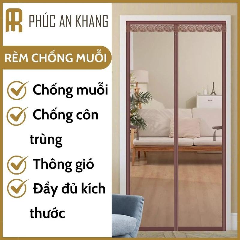 Rèm Cửa Chống Muỗi Dán Tường Có Nam Châm Tự Đóng - Chống Bụi - Sợi Polyester Chống Cháy Cực Bền Bỉ - Phúc An Khang