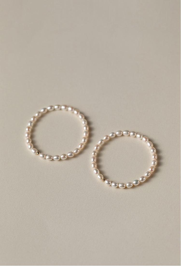Product Introduction of Natural Freshwater Strong Light Small Rice-Shaped Beads Pearl Bracelet Female Stretch Retro Simple All-Match Niche Temperament Advanced Beaded 5