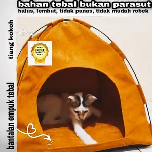 tempat tidur anjing dengan tenda kasur kucing