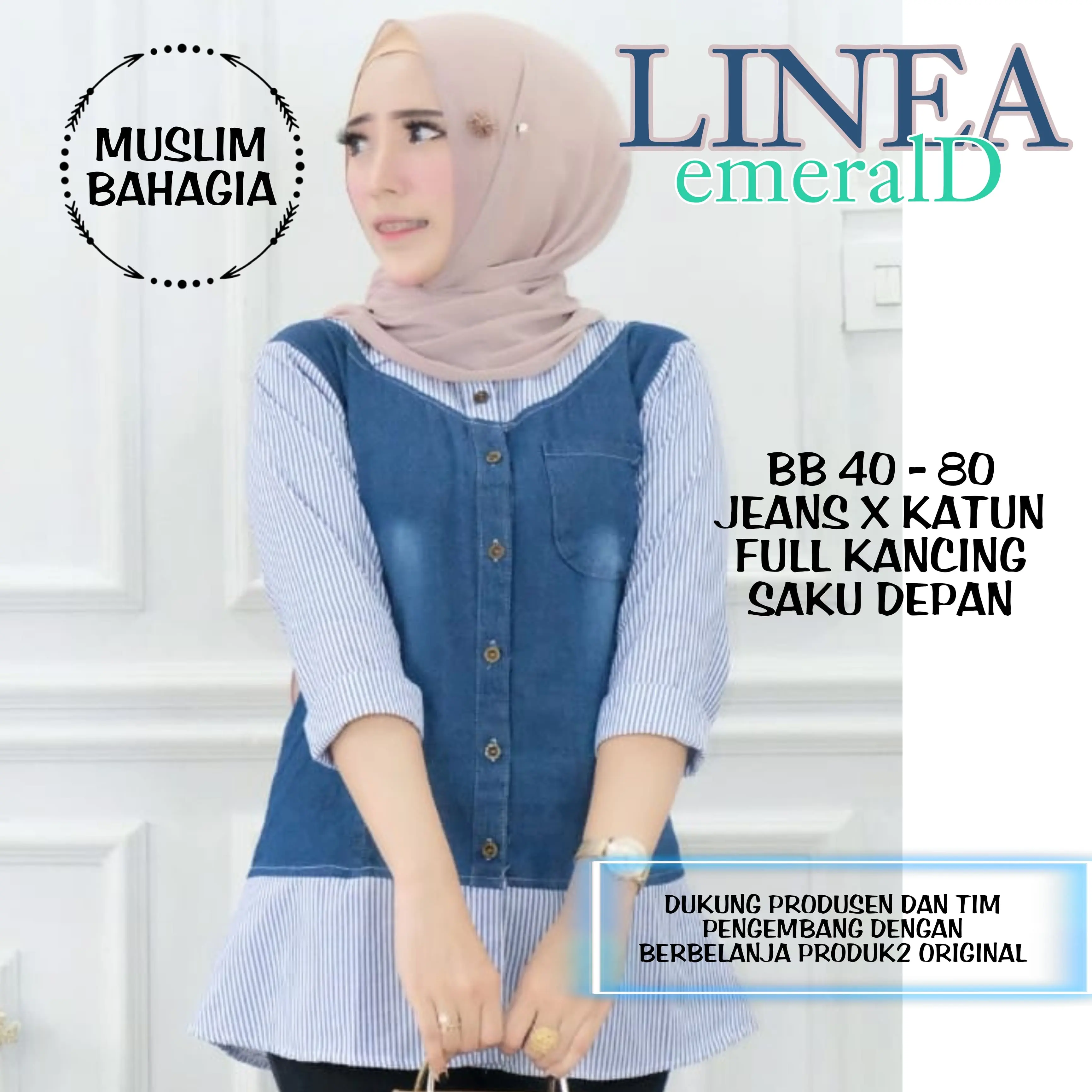 ATASAN LINEA JEANS WANITA UKURAN LENGKAP BB 40 SAMPAI 100 KG ALL REAL PICT