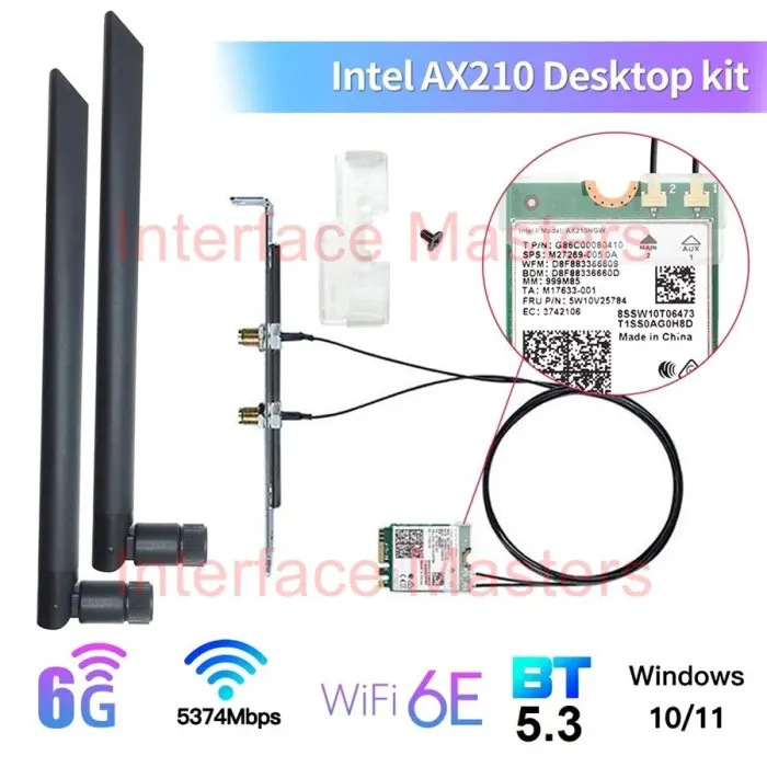 Wifi 6 6E Wireless Card Intel AX210 Bluetooth 5.3 AX M.2 M2 NGFF AX210NGW