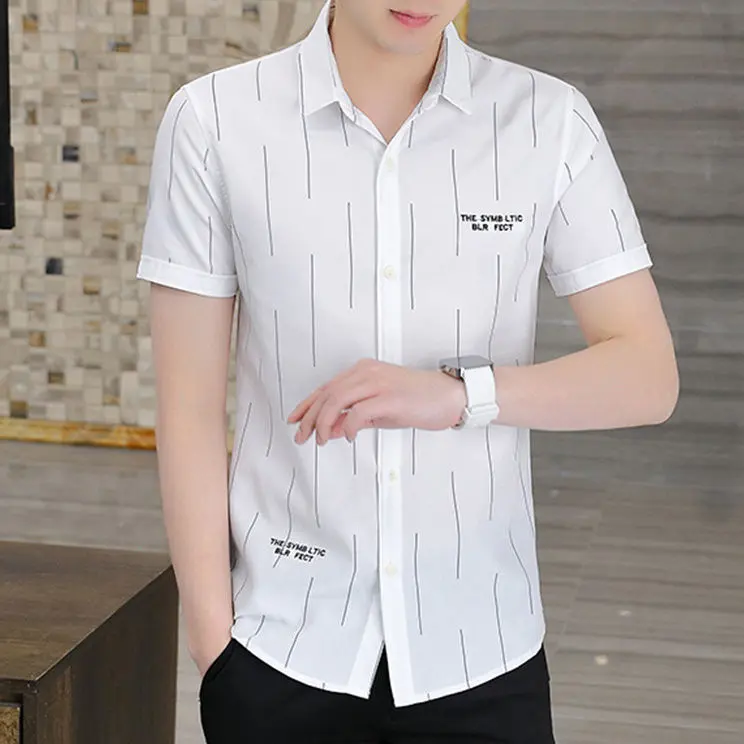 Áo Sơ Mi Nam Ngắn Tay, Phong Cách Mùa Hè, Dễ Phối Đồ, Hàng Mới Về, Mỏng, Thích Hợp Cho Công Sở, Tay Lỡ, Áo Sơ Mi Ngoài, Thường Ngày, Đơn Giản, Chống Nhăn, Áo Sơ Mi Inch Menswear Shirt
