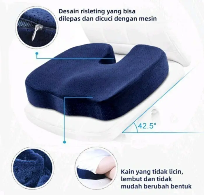Bantal Duduk Terapi Tulang Ekor Coccyx Orthopedic Memory Foam Tebal 1