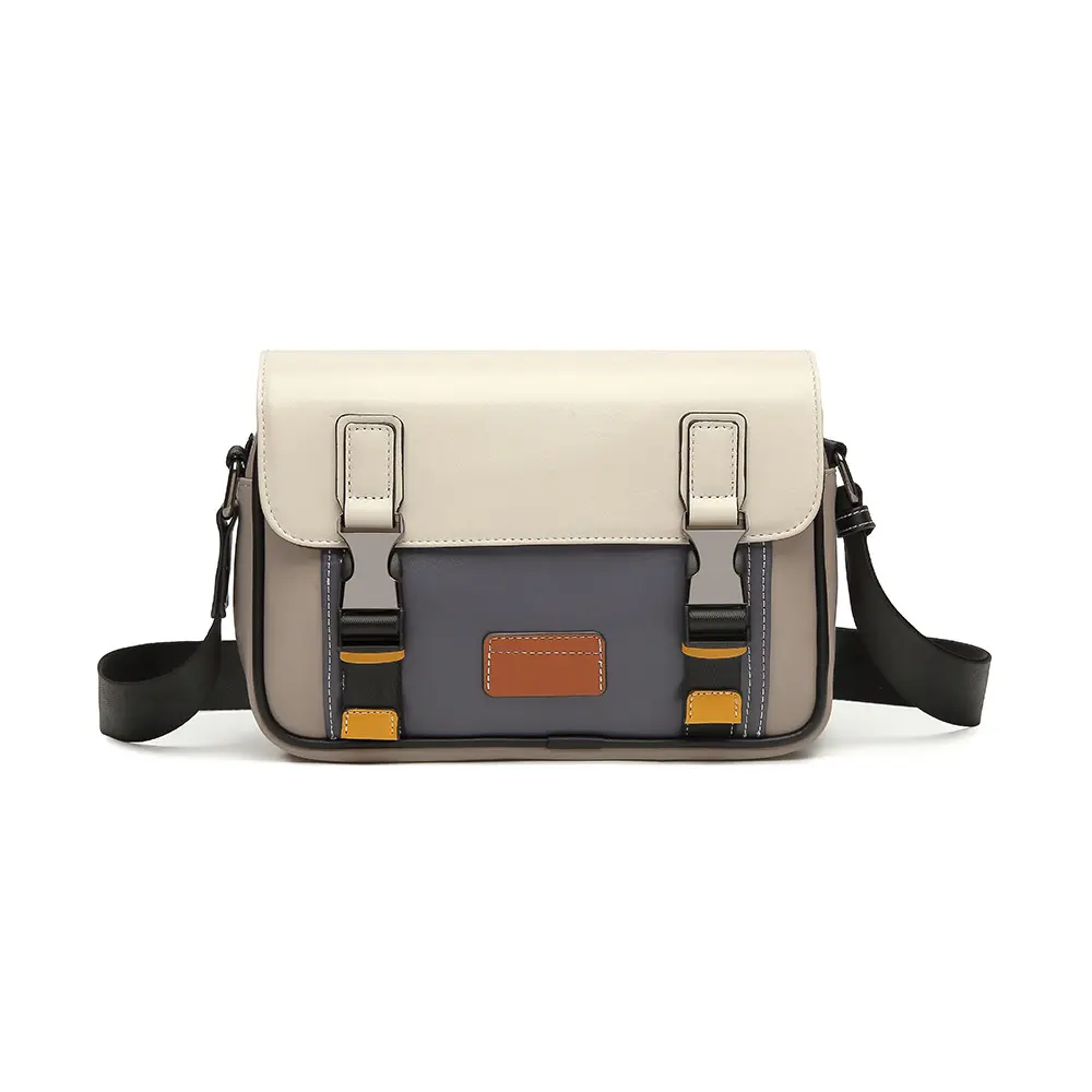 2024 Men's New Patchwork Fashionable Small Square Bag Fashion Casual Large-Capacity Crossbody Bag Street Messenger Bag