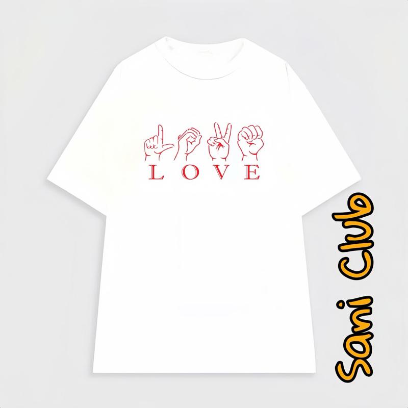 Áo Thun Đôi In “ Love “ Phối Hoạ Tiết Unisex Nam Nữ Mẫu Mới 2025 ( GIÁ 1 ÁO ) 0
