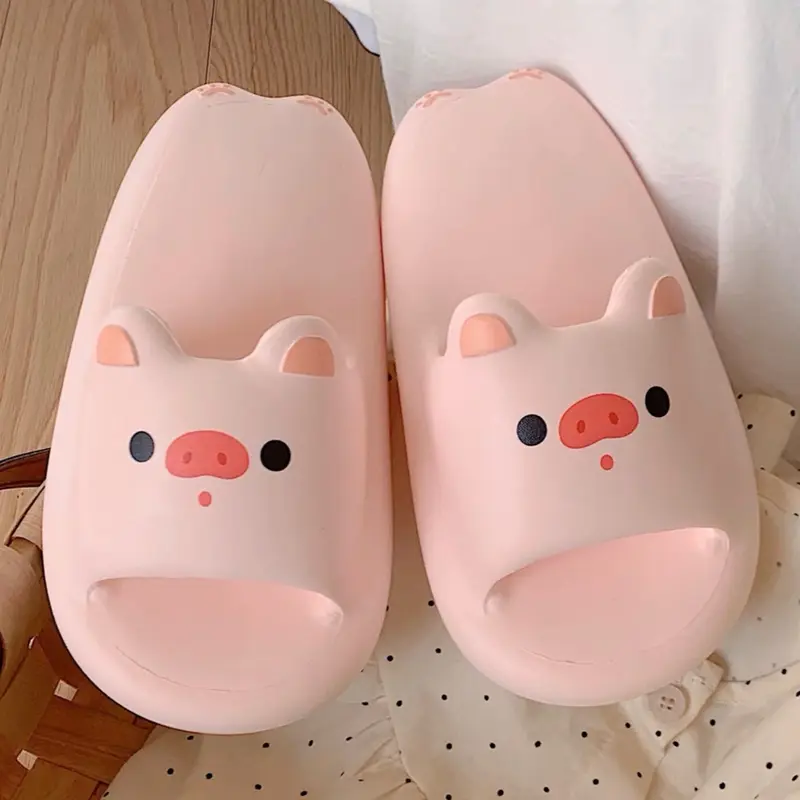 (Chọn chuẩn size ) Dép heo hồng  cappy cún xám mèo trắng voi xanh XXT siêu cute mềm êm nhẹ đế cao 4-5 cm QUAI NGANG HEO HỒNG 1