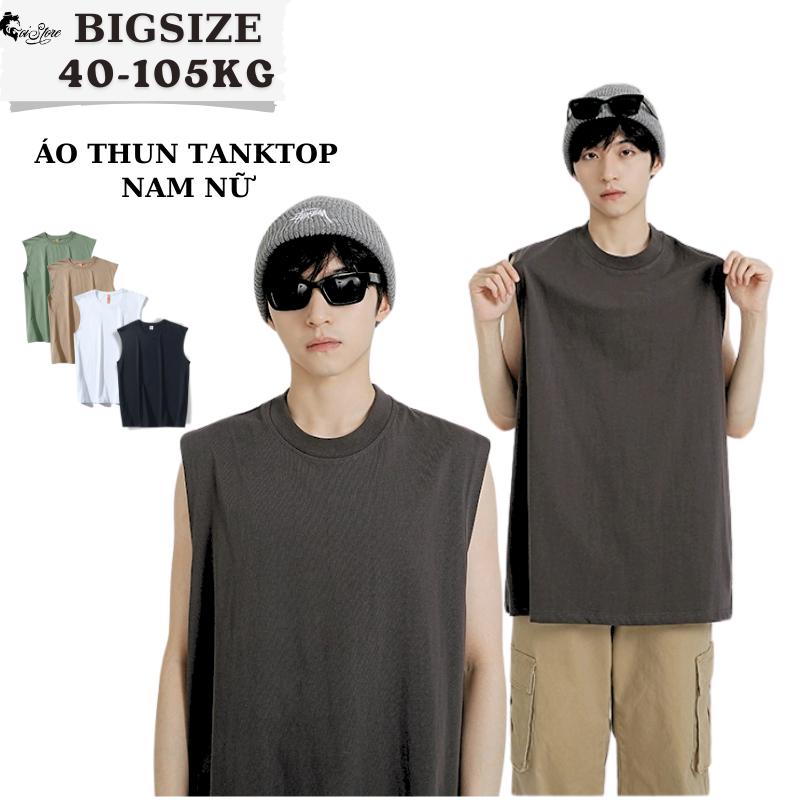 40-105kg Áo Nam Nữ ba lỗ/sát nách/tanktop thời trang Bigsize Sói Store Women Cổ Tròn Đen/Trắng/Kem/Xanh Thun thông thường đen-1 màu đen đễ thương Menswear