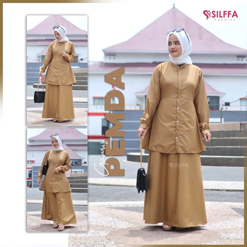 ONESET BAJU SETELAN SERAGAM PEMDAH (TUNIK+ROK) SETELAN WANITA KERJA/DINAS/PNS/GURU/PEMDAH 0