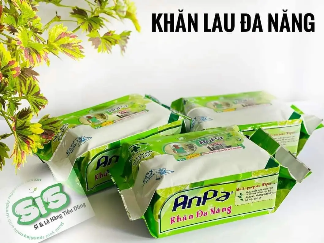 Combo 5 gói khăn ướt đa năng lau bếp Anpa 50 tờ/ gói, hương chanh thơm,khăn ướt lau bếp Khăn Giấy