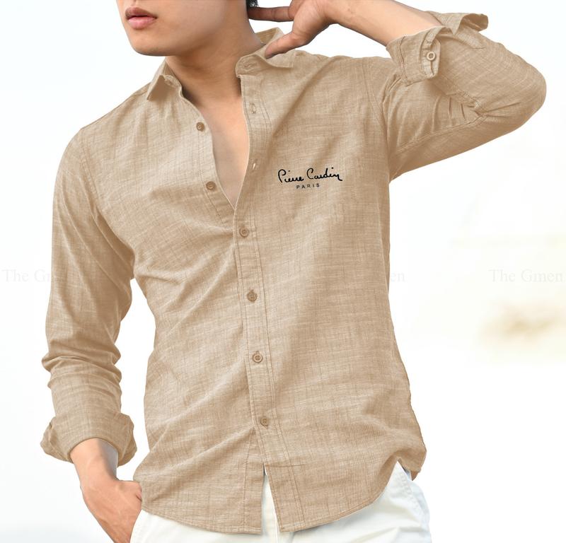 Áo sơmi Nam dài tay, vải đũi cao cấp thoáng mát, thêu chữ cách điệu, năng động, trẻ trung, năng động lên phom thoải mái