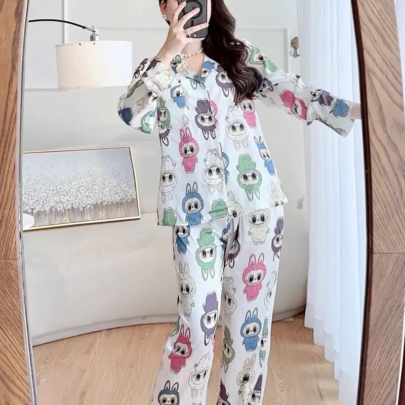 Bộ Labubu Lụa Latin Mẫu Đẹp Nhiều Màu Cho Nữ - Women, Size 40kg-60kg Áo Beige Button Front Pajamas ống suông xanh biếc cỡ nhỏ dobo  teddy quần  hoạt hình  bò sữa bo  la bu lưng  mặc Ong Nhung Nho bông  pi đồ  bộ alady đồ  bộ đồ  bộ   ladder 7