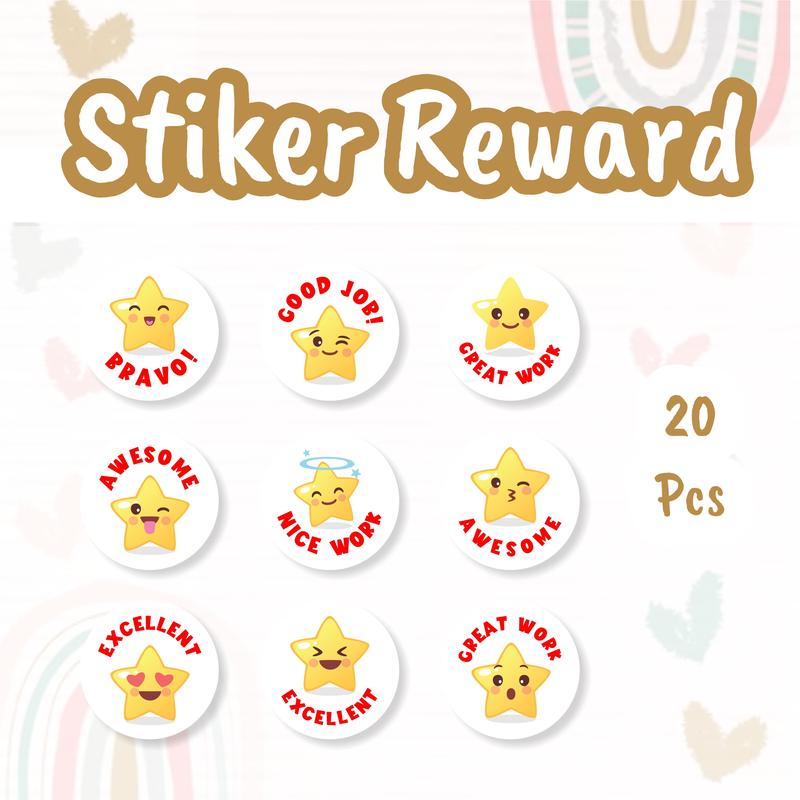 20 Pcs Star Reward Sticker Anak / Stiker Hadiah Penghargaan Untuk Murid ...