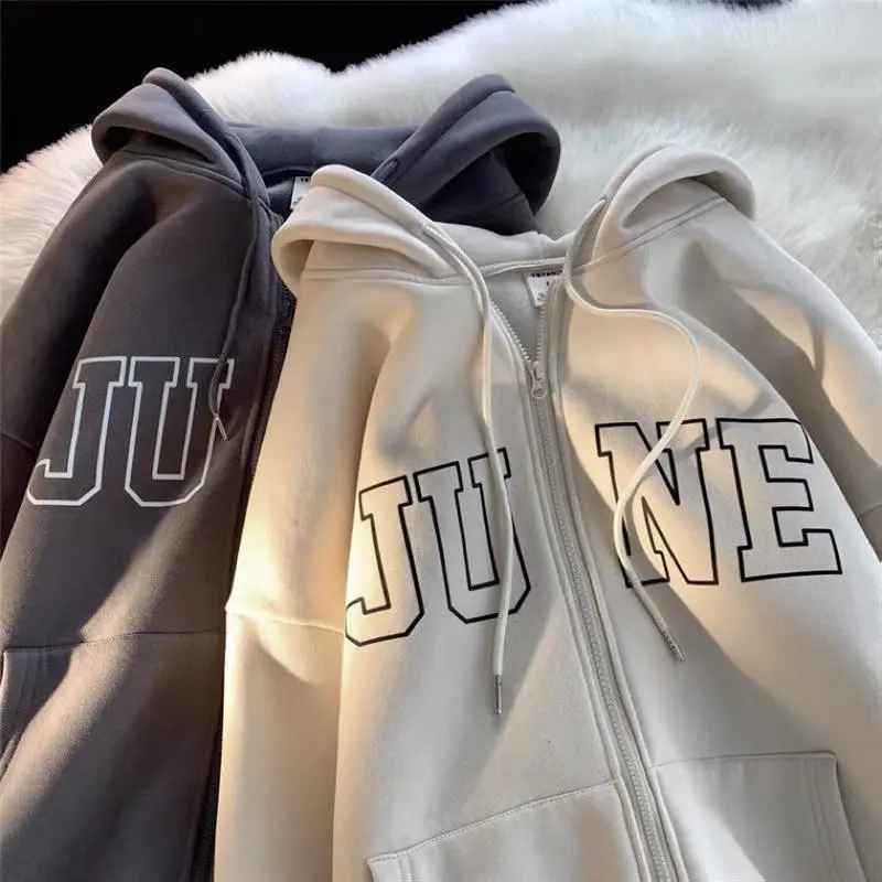 Áo Khoắc Nỉ JUNE Form Rộng Tay Bồng Mũ 2 Lớp Unisex Menswear Nam Menswear Nam Hoodie hải quân xanh biển vui nhộn áo  hoodie