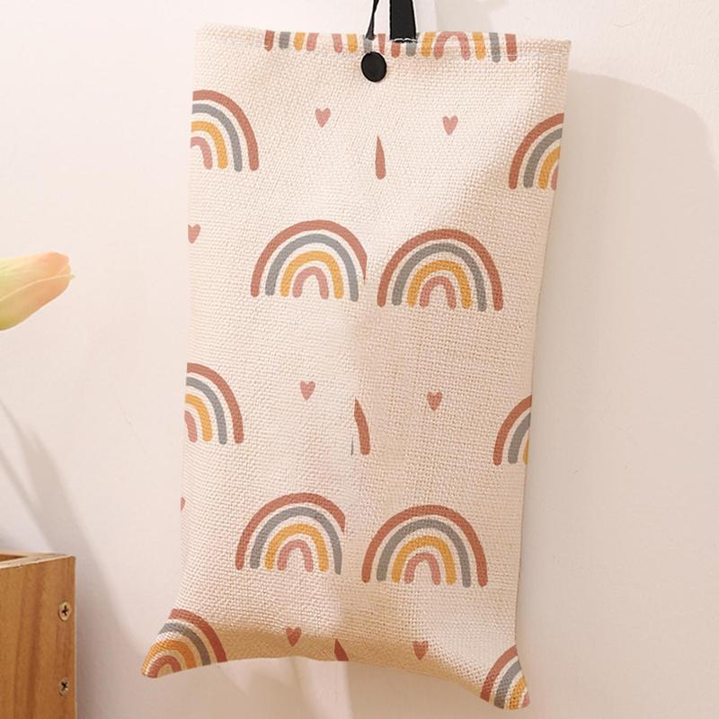 Rainbow Pattern Tissue Bag, 1 Count Creative Tissue Storage Bag, Lovely Storage Organizer for Living Room Bathroom, Home Decorations 3