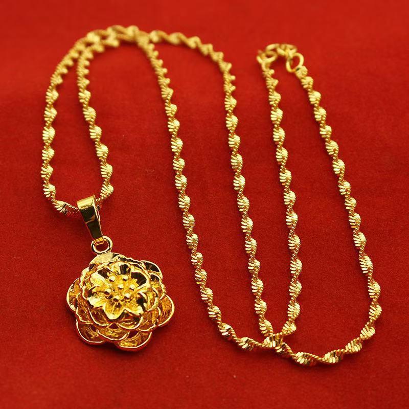 Product Introduction of Necklace Women's brass gold-plated pendant Necklace Water ripple collarbone chain Long-term non-fading jewelry for girlfriend 6