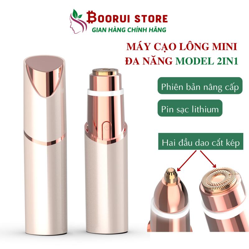 Máy cạo lông đa năng phụ nữ Boorui SF1012 model 2in1 - Bút cạo lông phần tay, chân, vùng nách, bi... thẩm mỹ cho phái đẹp, lưỡi cạo 3D, sạc USB an toàn - Loại cao cấp