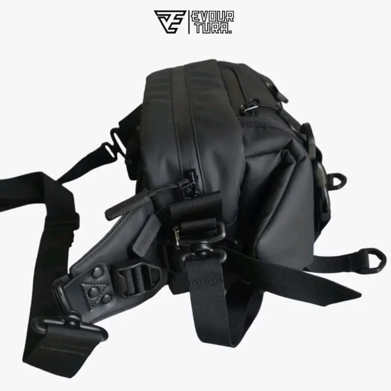 EVOURTURA Tas Premium Anti/Tahan Air Waistbag Waterfroop Hitam Tas Pinggang Pria tas Slempang Pria/Cowok Dewasa/Remaja Slingbag [Dexter] 7