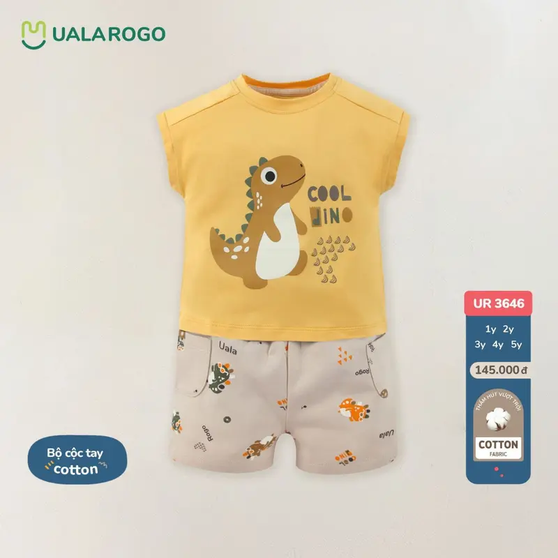 Bộ quần áo ba lỗ cho bé Ualarogo từ 1-5 tuổi vải Cotton co giãn mềm mại thoáng khí 3646 4