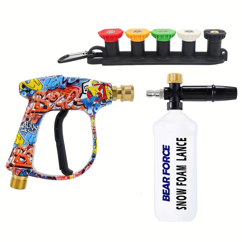Car High Pressure Cleaning Machine Water Sprayer, 1 Set Snow Foam Lance with M22 Inlet & Quick Connect Nozzle & Converter, Efficient Cleaning Tool for Car 0