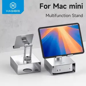 [BISA INSTANT] Hagibis MMS06 Stand Meja untuk iPad Pro/Air & Mac mini M4/M4 Pro Penyimpanan Logam Fleksibel 360 Adjustable Lipat Multifungsi