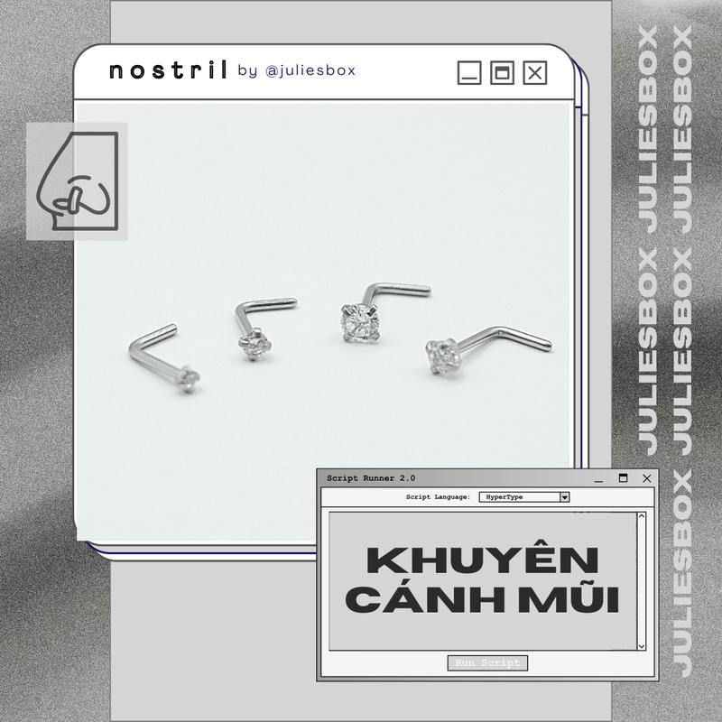   1 CHIẾC  Khuyên mũi chất liệu thép không gỉ NOSTRIL CHÂN L ĐÁ TRẮNG NHIỀU SIZE Không Gỉ Không Kích Ứng juliesbox  XỎ  