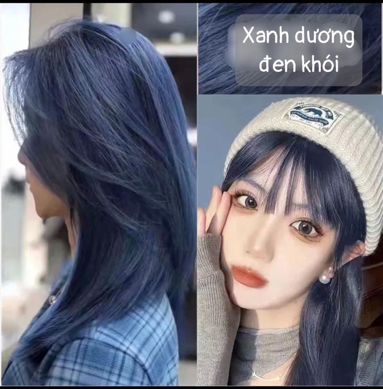 (KHÔNG TẨY ) Thuốc nhuộm tóc màu XANH DƯƠNG ĐEN KHÓI tặng kèm OXY TRỢ NHUỘM +GĂNG TAY