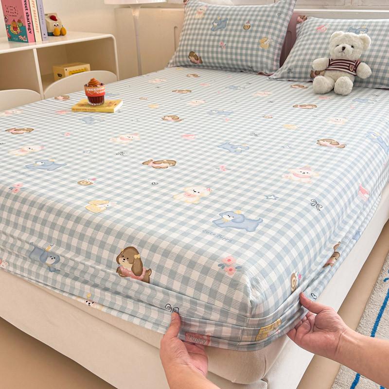 100% Cotton Fittedsheet Single Queen King bedsheet 3feet 3.5feet 5feet 6feet 5