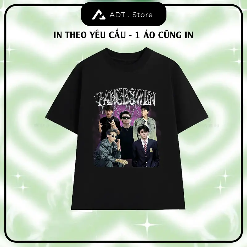 Áo Thun Pangbowen cổ tròn tay ngắn unisex nam nữ 0