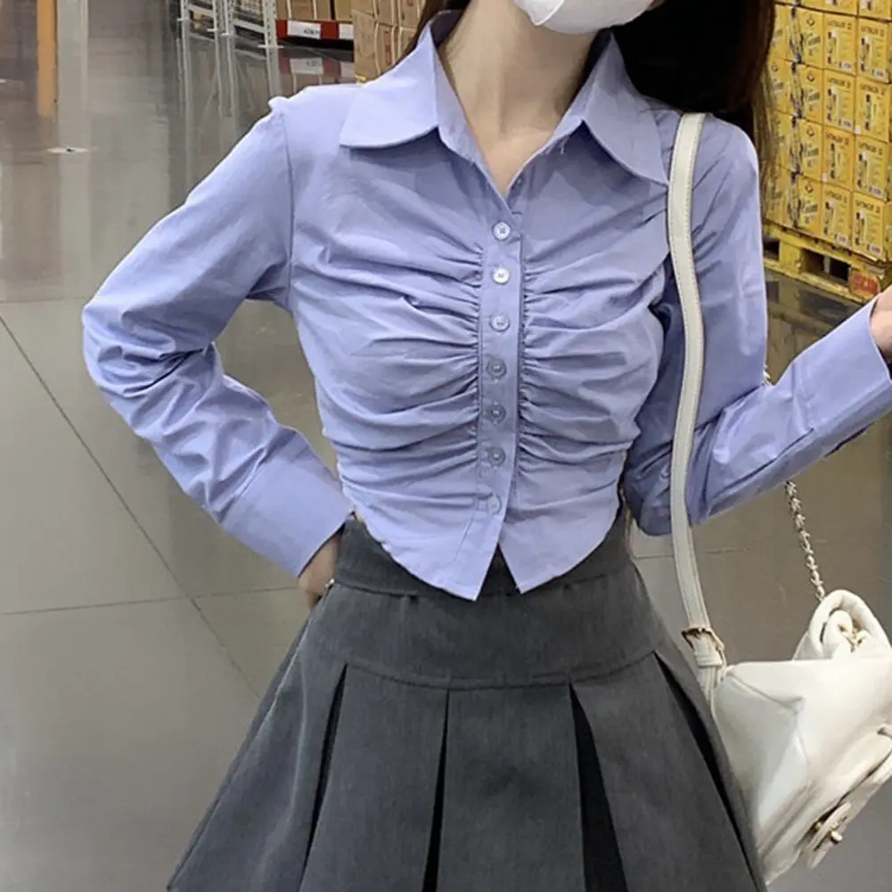 Cropped Pleated Waist Shirt