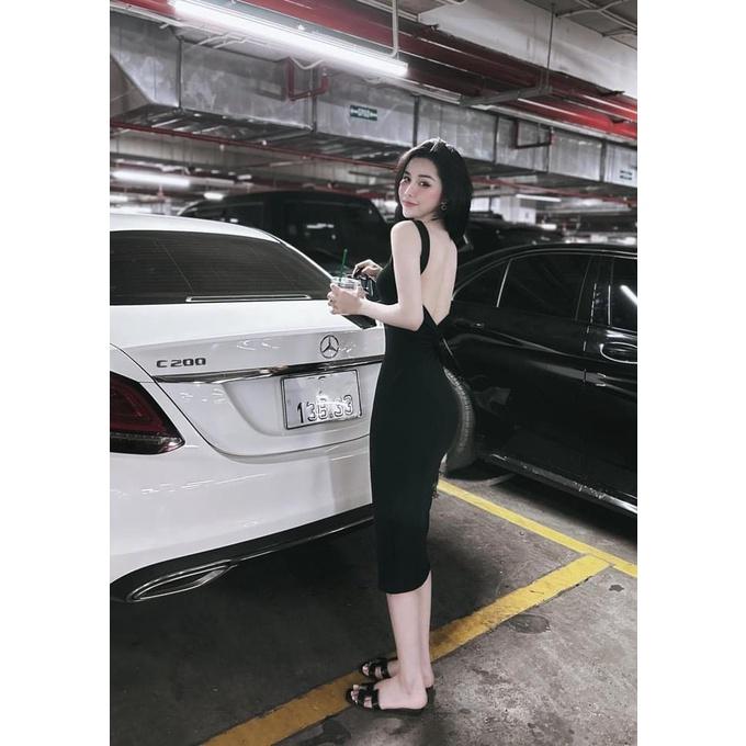 Đầm body 2 dây to xoắn hở lưng có mút chất thun borip thích hợp mặc đi làm đi chơi đi tiệc phù hợp với mọi phong cách Nữ 5