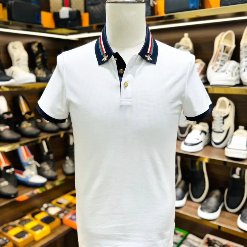 Polo 3045 Áo polo nam ngắn tay cúc vàng thêu cổ hoạ tiết ong hottrendd 0