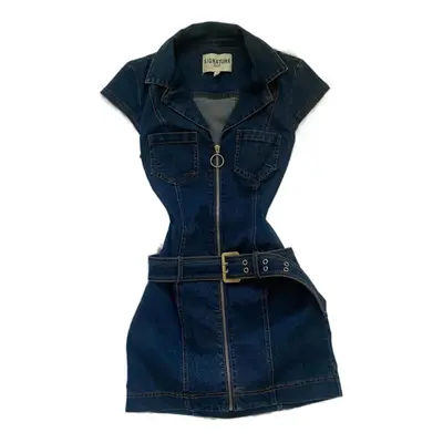thumbnail image 2 of Women's Denim Overalls Dress – Sleeveless Button-Down Romper With Pockets, 2025 Trendy Summer Mini 2 of 9