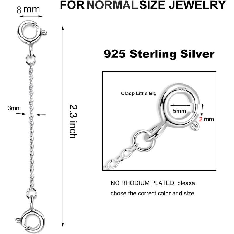 Safety Extender Chain 2-inch Length Rhodium on Sterling Silver Set of 2 Safety Extender Chain 2-inch Length Rhodium on Sterling Silver Set of 2