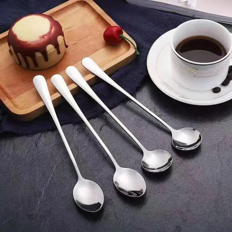 Stainless Steel Long Handle Spoon, 1 Count Durable Coffee Stirring Spoon, Ice Spoon, Kitchen Utensils for Home Use 4
