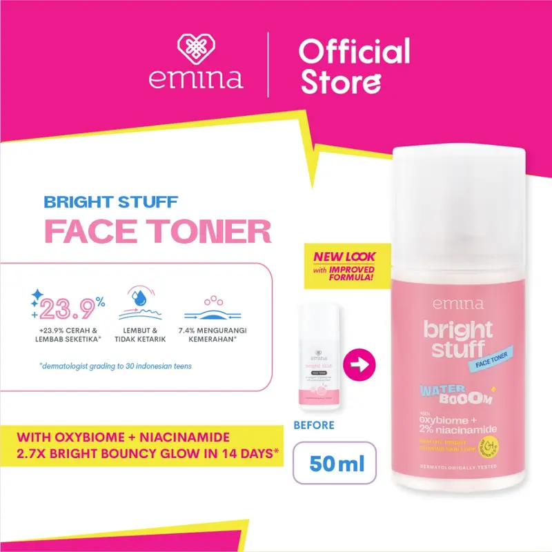 [Creator's PIck] [MUST HAVE] GLOW COMPLETE KIT EMINA BRIGHT STUFF ISI 6 (Micellar Water, Face Wash, Toner, Serum, Moisturizing Cream, Sunscreen Amino Vitamin C) Paket Lengkap Cerah Lembap Glowing 3