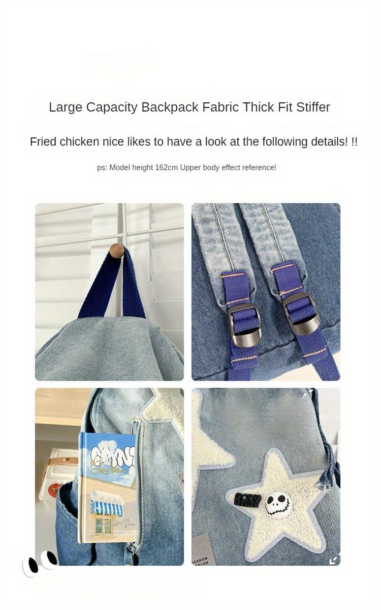 Product Introduction of Vintage Style Tie-Dye Denim Backpack, Large Capacity with Adjustable Straps - Fashion Backpack for School and Commuting 1