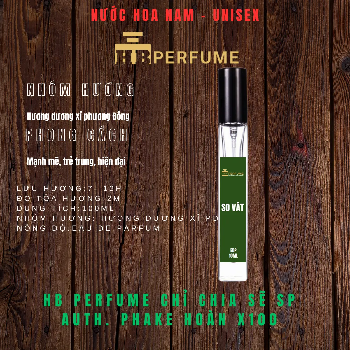 HB Perfume. 10ml SO VÁT bản E.D.P. Nước hoa nam chuẩn Auth Xịt Thơm Cosmetic